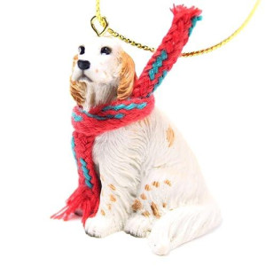 English Setter Tiny Miniature One Christmas Ornament Belton Orange - Delightful!