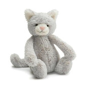 Jellycat Bashful Grey Kitty Cat Stuffed Animal Plush, Medium, 12 Inches