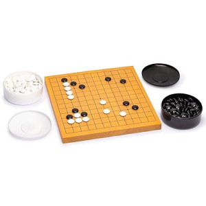 Yellow Mountain Imports Shin Kaya Beginner'S Reversible 13X13 / 9X9 Go Game Set Board (0.8-Inch) With Double Convex Melamine Stones - Classic Strategy Board Game (Baduk/Weiqi)