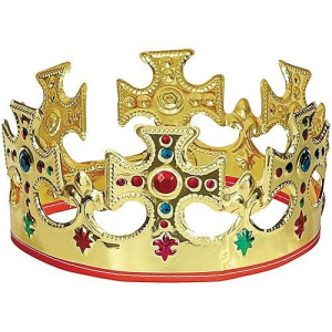 Unique Gold Plastic King Crown - One Size, 1 Pc