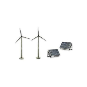 Scene-A-Rama Scene Setters Alternative Energy Set Wind Turbines & Solar Panels (2 Ea)
