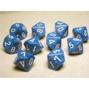 Chessex Dice Sets: Water Speckled - Ten Sided Die D10 Set (10)