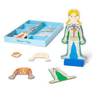 Melissa & Doug Magnetic Human Body Anatomy Play Set With 24 Magnetic Pieces and Storage Tray - Human Body Model For Kids, Human Body Puzzle For Preschoolers And Kids Ages 3+