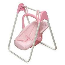 Badger Basket Toy Doll 2-In-1 Pretend Swing And Portable Carrier Seat For 18 Inch Dolls - Pink/Gingham