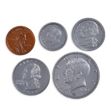 Learning Advantage Play Coin Set - 94 Plastic Coins - Pretend Money Designed Like Real Currency - Count Change With Toy Money