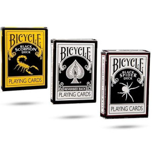 Magic Makers Ultimate Black Bicycle Collection The Reverse Black Deck, The Black Scorpion Deck And The Black Spider Deck