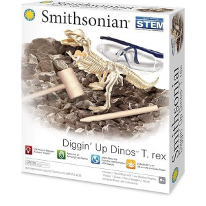 Smithsonian Diggin' Up Dinosaurs T-Rex Plastic Skeleton Set Educational,Fun,Science,Archeological Playset For Kids Age 8 Up