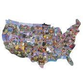 Tdc Games American Vintage Postcards Jigsaw Puzzle, 1000 Pieces In The Shape Of The Usa
