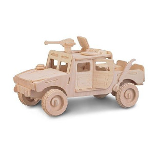 Puzzled 3D Puzzle H1 Truck Suv Wood Craft Construction Model Kit, Fun Unique & Educational Diy Wooden Army Toy Assemble Model Unfinished Crafting Hobby Puzzle 68Pc Pack