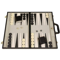 15" Deluxe Attache Backgammon Set - Black Case - Classic Board Games