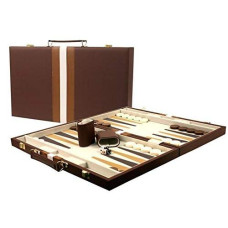 Large 18" Leatherette Backgammon Set - Brown