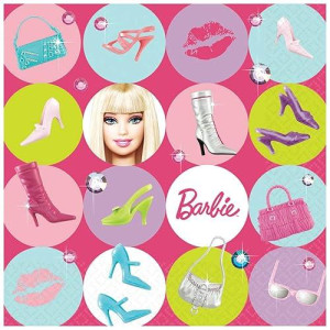 Barbie All Dolled Up Luncheon Napkin, 6-12 x 6-12 Inches, 16-count