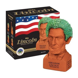 Chia Pet Abraham Lincoln With Seed Pack, Decorative Pottery Planter, Easy To Do And Fun To Grow, Novelty Gift, Perfect For Any Occasion
