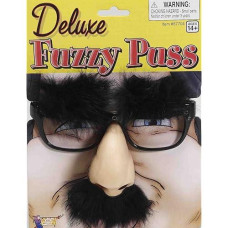 Deluxe Fuzzy Puss costume glasses with Attached Nose Eyebrows One Size