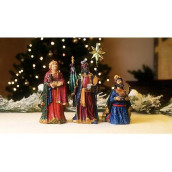 Three Kings Gifts Following The Star Wise Men, Magi With Christmas Star Polystone, Flat Bottom Base For Stability, Home Decorating Nativity Scene Sets & Figures, 4-Pieces, For 10 Inch Scale Collection