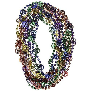 Beistle 57234 Peace Sign Beaded Necklaces, Multicolored