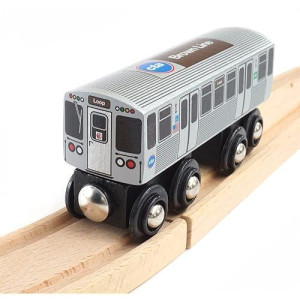 Munipals Chicago Transit Authority Wooden Railway Red Line-Child Safe And Tested Wood Toy Train