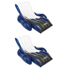 Intex Durable 18 Gauge Vinyl Inflatable Comfortable Pool Float Recliner Lounges With Cup Holders And Heavy Duty Handles (2 Pack)
