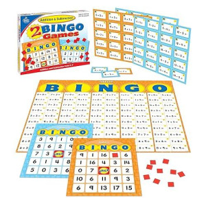 Carson Dellosa Addition And Subtraction Bingo Game For Kids, 2 Educational Math Games, Classroom Learning Games For 3-36 Students, Math Bingo For Kindergarten To 2Nd Grade