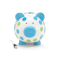 Dashing Dots Collection Blue And Green Polka Dot Piggy Bank Adorable Baby/Toddler Gift
