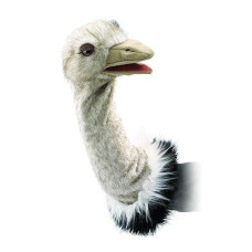 Folkmanis Ostrich Stage Puppet, Gray, White, Black, 1 Ea