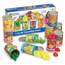 Learning Resources One To Ten Counting Cans - 65 Pieces, Ages 3+ Toddler Learning Toys, Preschool Pretend Play Toys, Supermarket Toys