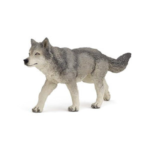 Papo -Hand-Painted - Figurine -Wild Animal Kingdom - Grey Wolf -53012 -Collectible - For Children - Suitable For Boys And Girls- From 3 Years Old