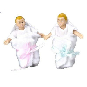 Dollhouse Miniature 1:12 Scale People Twin Babies Little Baby Boy And Girl