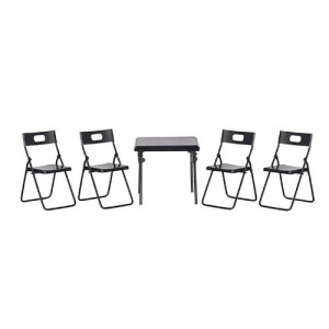 Aztec Imports, Inc. Dollhouse Miniature 5-Pc. Black Metal Folding Table & Chairs Set