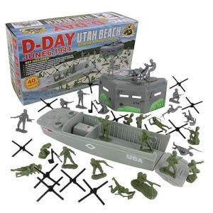 Bmc Ww2 D-Day Plastic Army Men - Utah Beach 40Pc Soldier Figures Playset