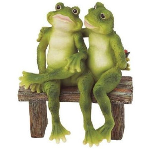 George S. Chen Imports Ss-G-61040 2 Frogs On Bench Garden Decoration Collectible Figurine Statue Model