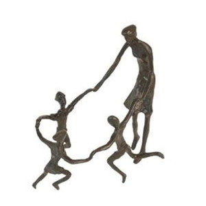 Danya B. ZD8064 Contemporary Metal Art - Woman and Children Playing Ring Around The Rosie - Cast Bronze Sculpture