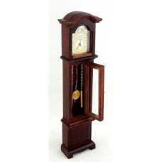 Dollhouse Miniature 1:12 Wooden Working Quartz Mahogany Grandfather Clock