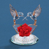 Glass Baron Hummingbirds With Red Rose Figurine
