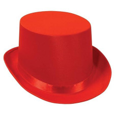 Satin Sleek Top Hat (Red) Party Accessory (1 Count)