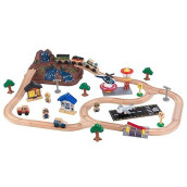Kidkraft Bucket Top Mountain Train Set With 61 Pieces, Magnetic Train, Wooden Tracks And Storage, Gift For Ages 3+