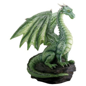 Summit Collection Green Dragon On Rock Fantasy Figurine