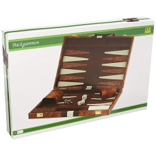 14.75" Recreational Board Game Vinyl Backgammon Set - Brown & White