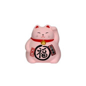 Japanbargain 1616, Japanese Ceramic Maneki Neko Feng Shui Fortune Lucky Cat Collectible Figurine Made In Japan, Luck For Love, Pink