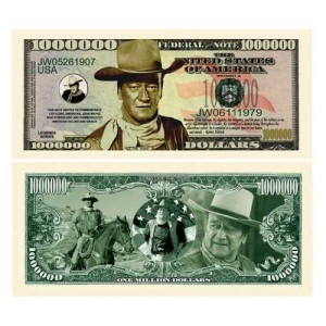 American Art Classics John Wayne Million Dollar Bill With Bill Protector - Limited Edition Collectible Novelty Dollar Bill In Currency Holder Protector - Best Gift Or Keepsake For Fans Of The Duke