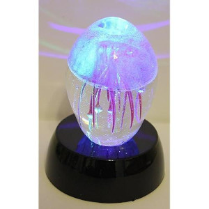 Valentine Special Glass Jellyfish Paperweight 3.75" - Jelly Fish Paper Weight White With Multi-Color Light Base Gift
