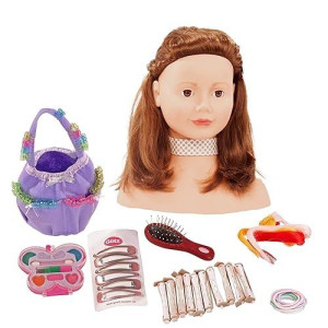 Gotz 1192053 Styling Head With 58 Pcs., Brown Hair, Brown Eyes By Gotz