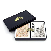Copag 1546 Design 100% Plastic Playing Cards, Poker Size Jumbo Index Orange/Brown Double Deck Set