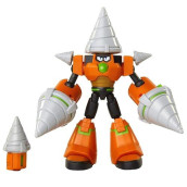 Jakks Pacific Fully Charged - Deluxe Drill Man Articulated Action Figure With Spinning Drills And Drill Man Buster Accessory (To Swap Onto The Mega Man Figure)! Based On The New Show!