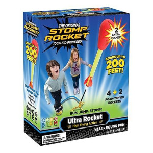 Stomp Rocket Original Ultra Rocket Launcher For Kids - Soars 200 Ft - 6 High Flying Rockets And Adjustable Launcher - Fun Outdoor Toy And Gift For Boys Or Girls Age 5+ Years Old