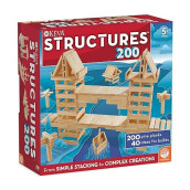 Keva Structures 200 Wood Building Planks Set - Building Toy Includes 200 Wooden Blocks And Idea Book - Ages 5 And Up