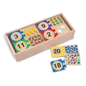 Melissa & Doug Self-Correcting Wooden Number Puzzles With Storage Box (40 Pcs)