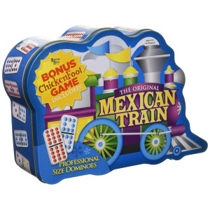 Puremco Mexican Train Double 12 Professional Size Dominoes With Bonus Chickenfoot Game Included Travel Tin Board Game, 91 Tiles, Challenging, Fun Game For Ages 6 Years & Up
