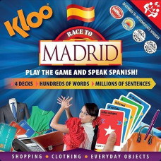 Kloo Learn Spanish Board Game Race To Madrid | Home Fun For Family Kids Adults | Colored Vocab Cards | Make Sentences & Talk In A Flash | Juegos De Mesa En Espa