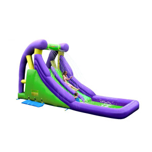 Bounceland Inflatable Double Water Slide With Splash Pool, 12 Ft X 7 Ft X 8.5 Ft, Double Slides, Splash Pool, Safe Climbing Wall, Water Bags For Stability, Safe Netting, Ul Strong Blower Included